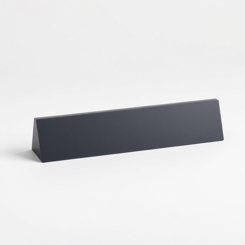 A desk nameplate printed in charcoal PLA with matte finish.